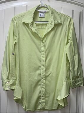 LN WOMENS SMALL (bust 38”) FINLEY COTTON STRETCH BLOUSE SHIRT TOP LIGHT GREEN